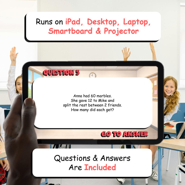 Strategies for Complex Word Problems BUMP Math Game - No Prep Grade 5 Review