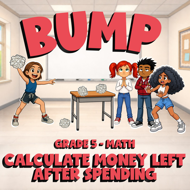 Calculate Money Left After Spending BUMP Math Game - No Prep Grade 5 Review