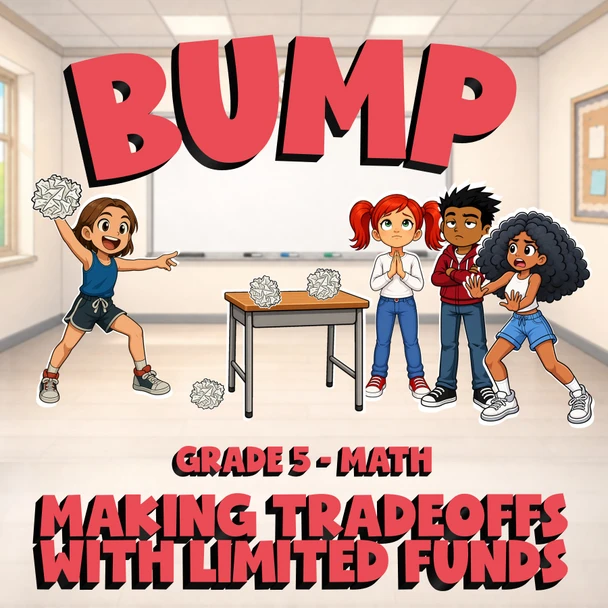 Making Tradeoffs with Limited Funds BUMP Math Game - No Prep Grade 5 Review