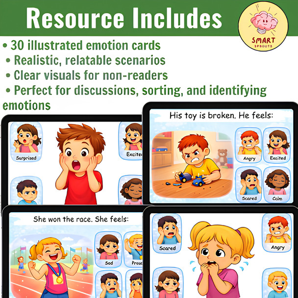 Feelings Identification Boom Cards | SEL Activities | Autism little learners & K