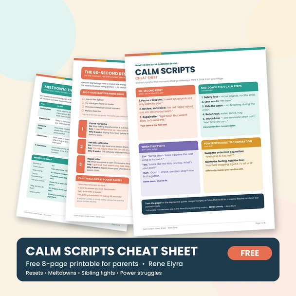 Calm Scripts Cheat Sheet: Free Printable for Parents (8-Page PDF)