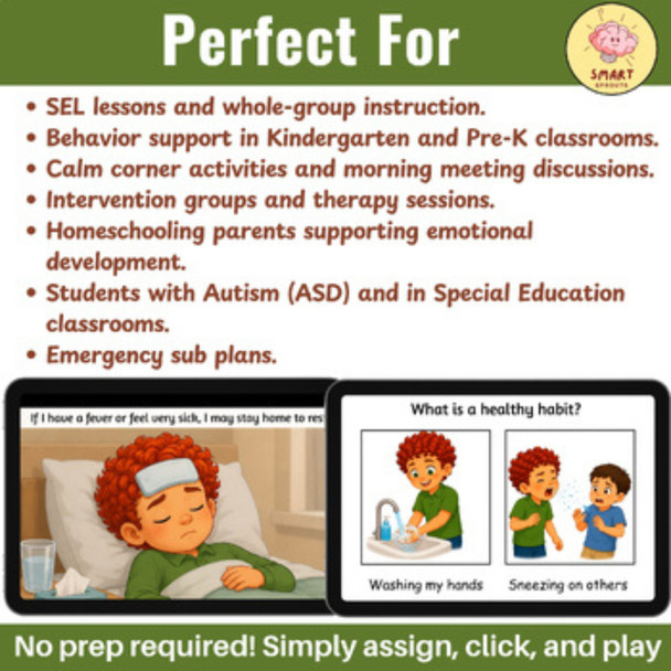 10634 : Liam Learns Healthy Habits Social Story | Boom cards for PreK & Autism