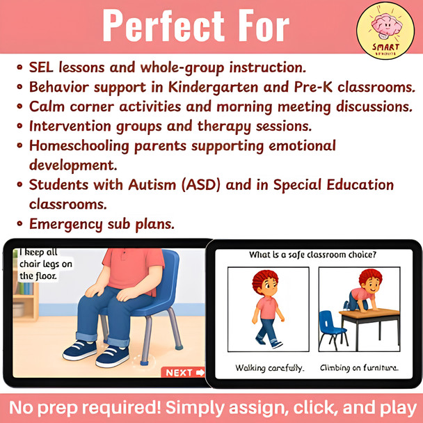 10634 : Liam Learns Classroom Safety Social Story | Boom cards for PreK & Autism