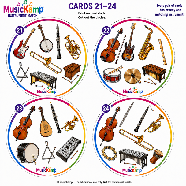 10624 : Instrument Match Game | 57-Card Music Spot-It Style Matching Game | PK-6