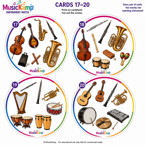 10624 : Instrument Match Game | 57-Card Music Spot-It Style Matching Game | PK-6