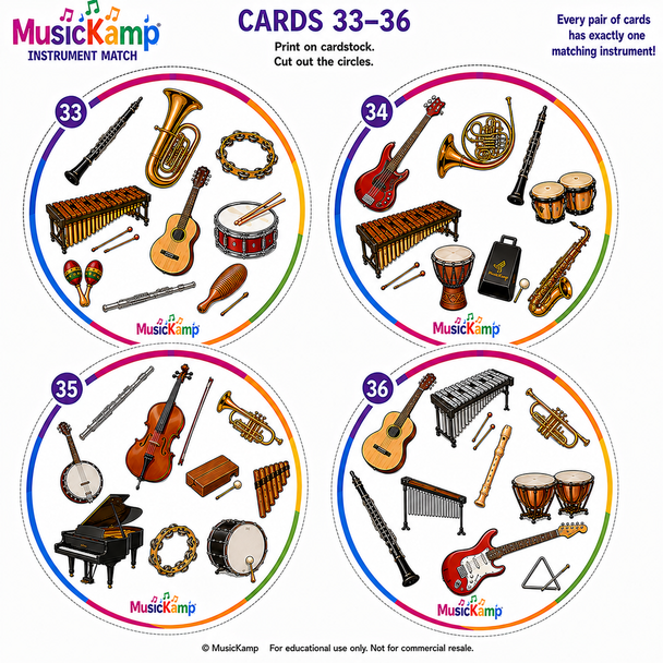 10624 : Instrument Match Game | 57-Card Music Spot-It Style Matching Game | PK-6