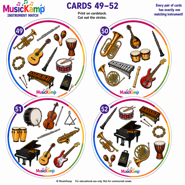 10624 : Instrument Match Game | 57-Card Music Spot-It Style Matching Game | PK-6