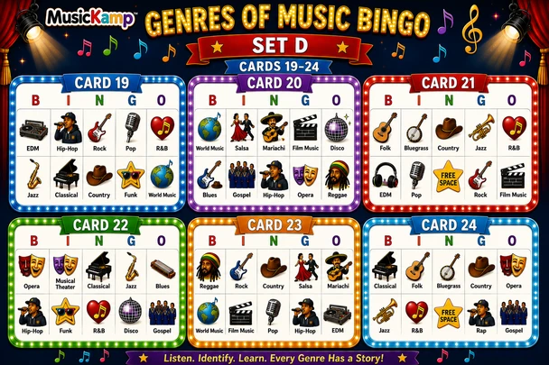 10624 : Genres of Music Bingo | Music Listening Activity