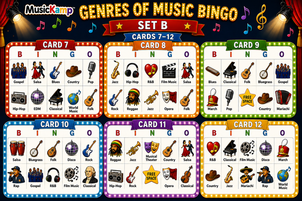 10624 : Genres of Music Bingo | Music Listening Activity