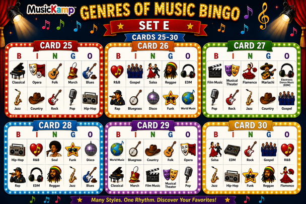 10624 : Genres of Music Bingo | Music Listening Activity