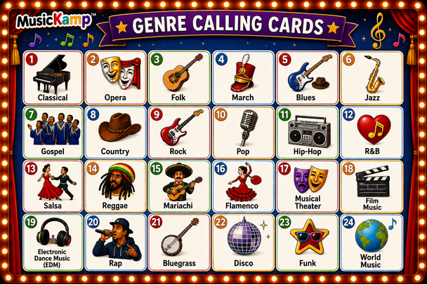 10624 : Genres of Music Bingo | Music Listening Activity