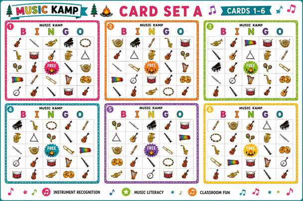 10624 : Music Instrument Bingo | 30 Unique Cards | Instrument Recognition Game for Music