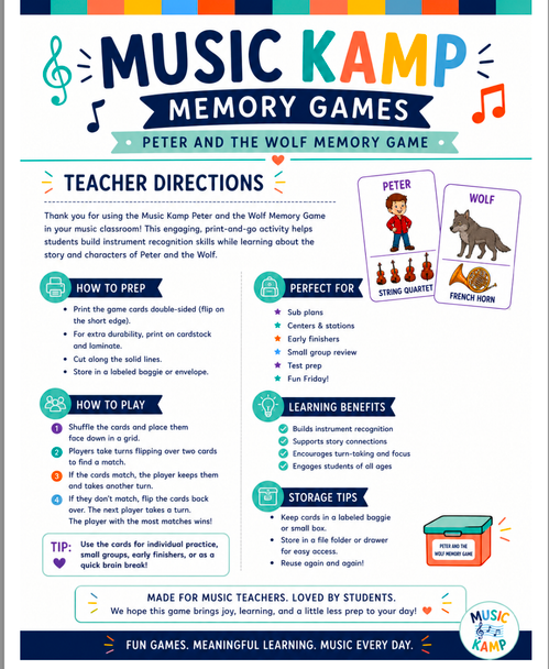 10624 : Peter and the Wolf Memory Game |Music Matching Game