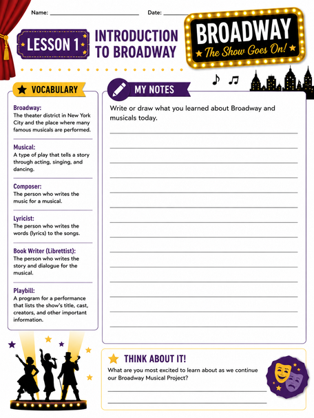 10624 : Broadway Musical Research & Playbill Project | Complete Unit | Grades 4-8 Music