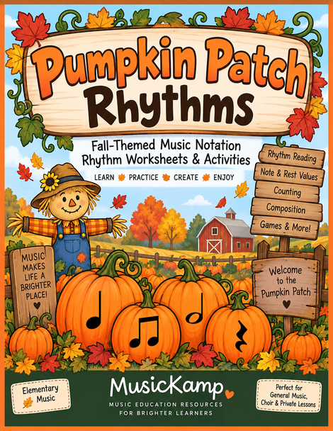 10624 : Pumpkin Patch Rhythms | Fall Music Worksheets & Rhythm Activities Bundle