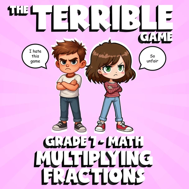 Multiplying Fractions THE TERRIBLE GAME - No Prep Grade 7 Math Review Activity