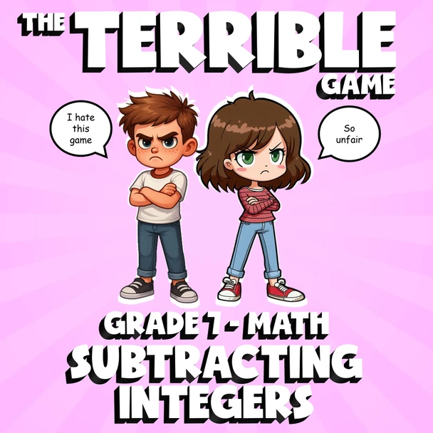 Subtracting Integers THE TERRIBLE GAME - No Prep Grade 7 Math Review Activity