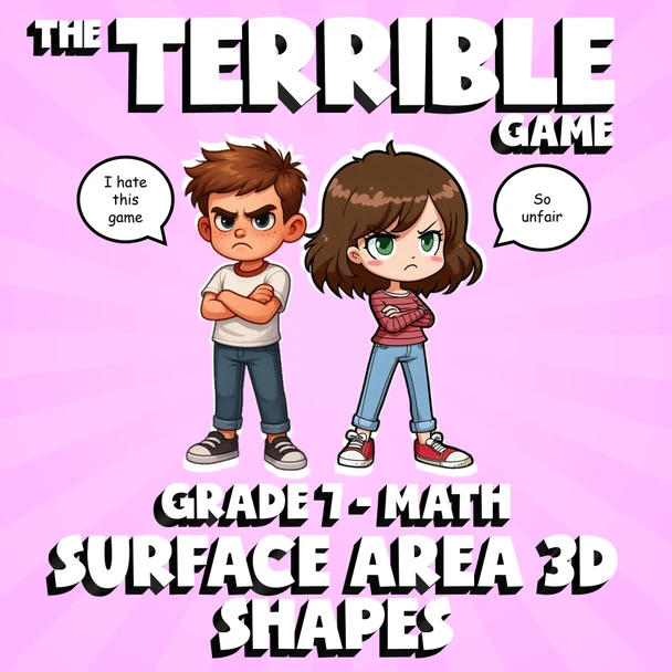 Surface Area 3D Shapes THE TERRIBLE GAME - No Prep Grade 7 Math Review Activity