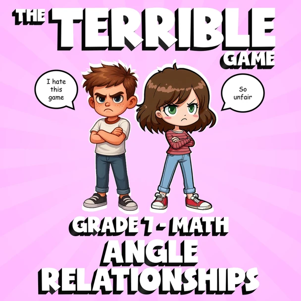 Angle Relationships THE TERRIBLE GAME - No Prep Grade 7 Math Review Activity