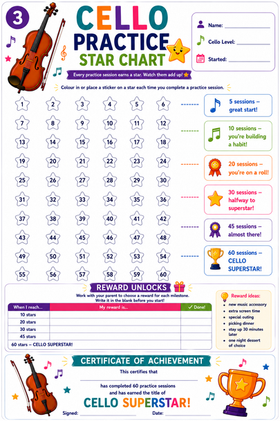 10624 : Music Practice Tracker for Kids - Complete Orchestra Set