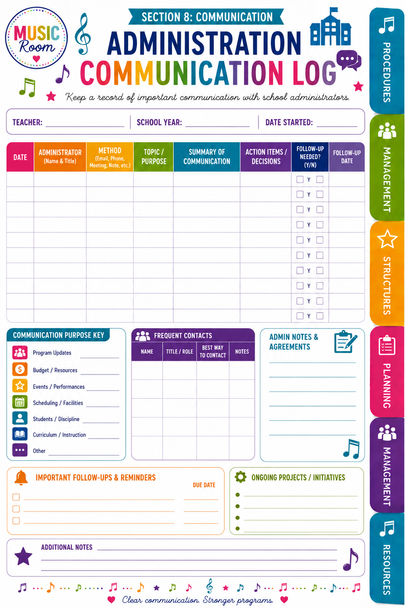 10624 : Music Teacher Leave Planner & Substitute Transition Binder