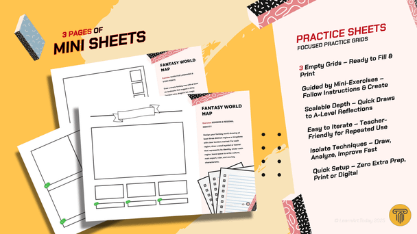 Fantasy World Map Worksheets | Middle & High School | Cartography 3 Exercises