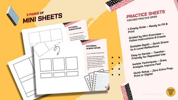 Fictional Album Cover Worksheets | Middle & High School | Design 3 Exercises