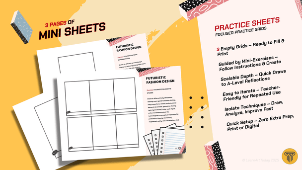 Futuristic Fashion Worksheets | Middle & High School | Silhouettes 3 Exercises