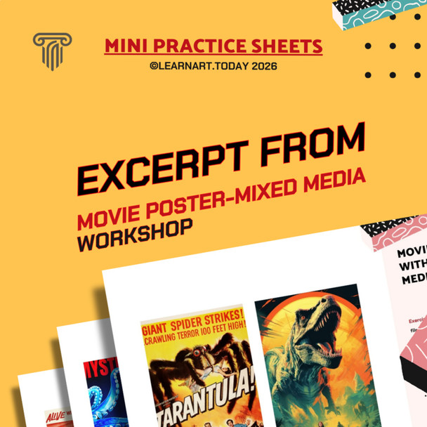 Movie Poster Mixed Media Worksheets | Middle & High School | 3 Exercises