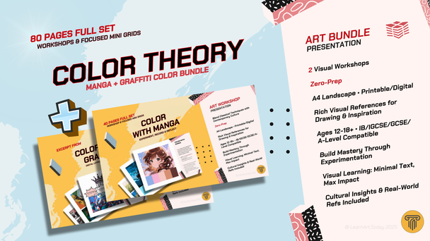 Color Theory Art Bundle | Middle & High School | Manga + Graffiti Art Workshops