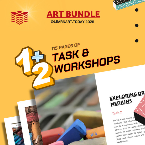 Dry Mediums MAX Art Bundle | Middle & High School | ART TASK 2 + 2 Workshops