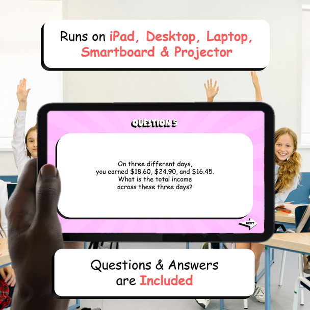 Calculating Income THE TERRIBLE GAME - No Prep Grade 7 Math Review Activity