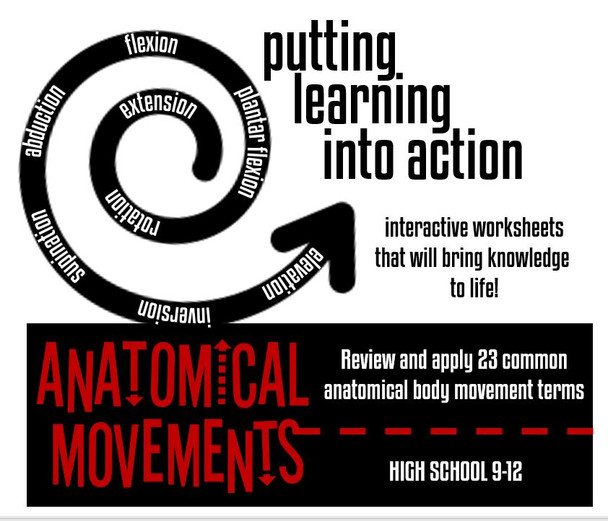 Anatomical Body Movement Terminology Worksheet- Distance Learning Option!