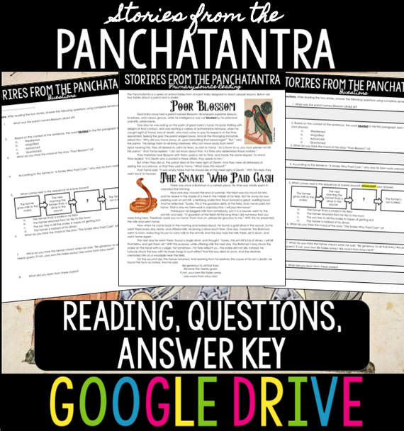 Stories from the Panchatantra - Primary Source Reading, Questions, & Answer Key