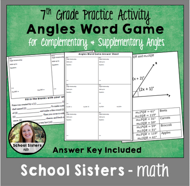 Complementary and Supplementary Angles Word Game