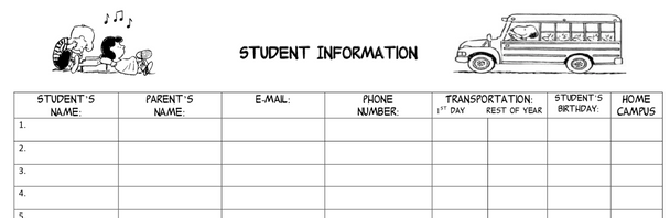 Peanuts Themed Sign In Sheet for "Meet the Teacher"