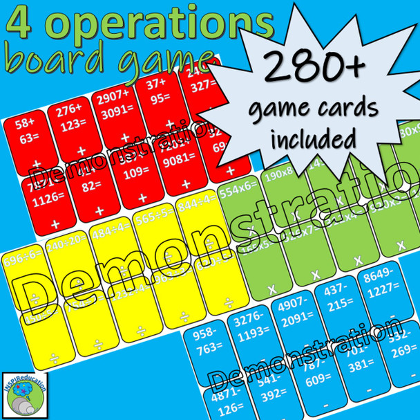 Maths Four Operation Board Game - for up to 8 players