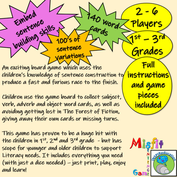 Sentence Construction "Misfit Sentence Board Game"