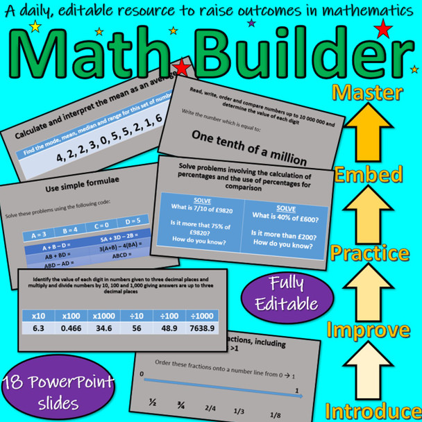 Math Builder 9: Build and Embed Skills in a Wide Range of Number Topics (beyond four operations)