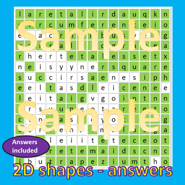 2D Shape Word Search - Solve the questions to find the answers