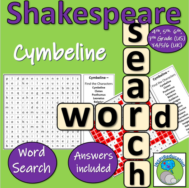 William Shakespeare - Cymbeline (Word Search for Character Names)