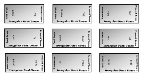 Regular and Irregular Verb Tense - Past and Present - Dominoes (36 Cards)