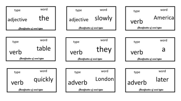 Word Classification - 10 Word Groups, 50 Cards: Loop Game - "I have... Who has..?"