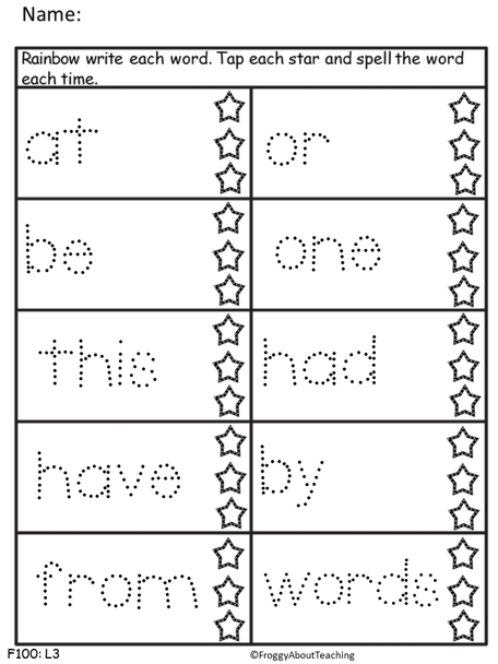 Sight Word Trace Fry's 100