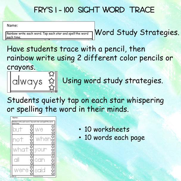 Sight Word Trace Fry's 100