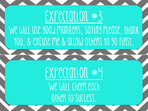 Great Expectations Classroom Culture Resources (chevron theme)