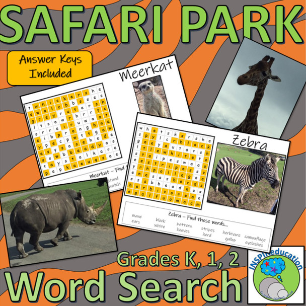 Wild Animal Wordsearch - 7 Word Searches to find features of different animals