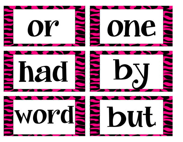 Zebra Sight Word and Word Wall Labels