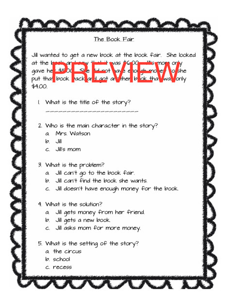 Story Elements , Problem/Solution Assessment