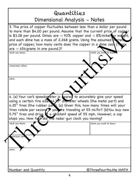 Dimensional Analysis Scaffolded Notes